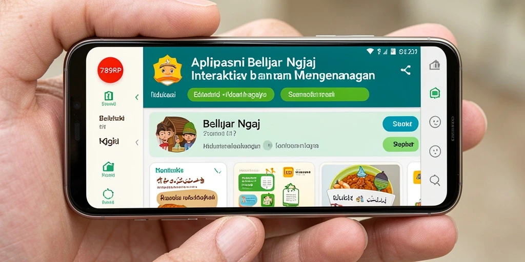 Tampilan antarmuka 789RP yang interaktif untuk belajar ngaji.