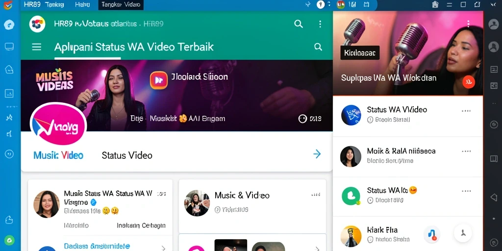 Antarmuka aplikasi Status WA Video HR89 yang menarik dan mudah digunakan.