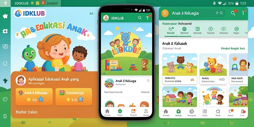 Antarmuka IDKLUB yang menarik dan ramah anak.