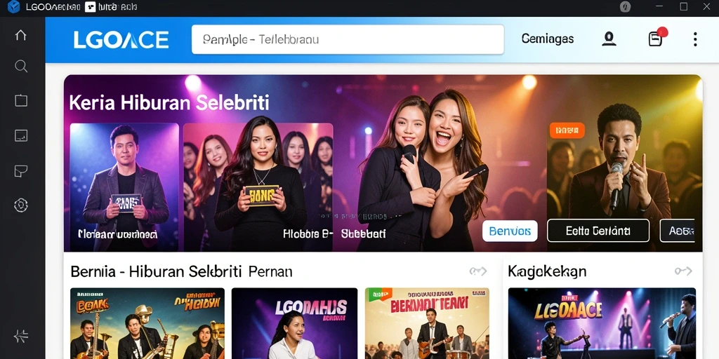 Tampilan antarmuka LGOACE yang modern dan menarik untuk berita selebriti.