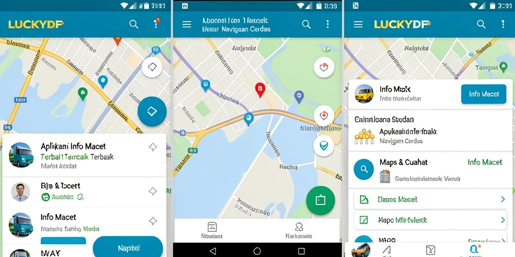Antarmuka LUCKYDF yang informatif menampilkan peta dan kondisi lalu lintas terkini.