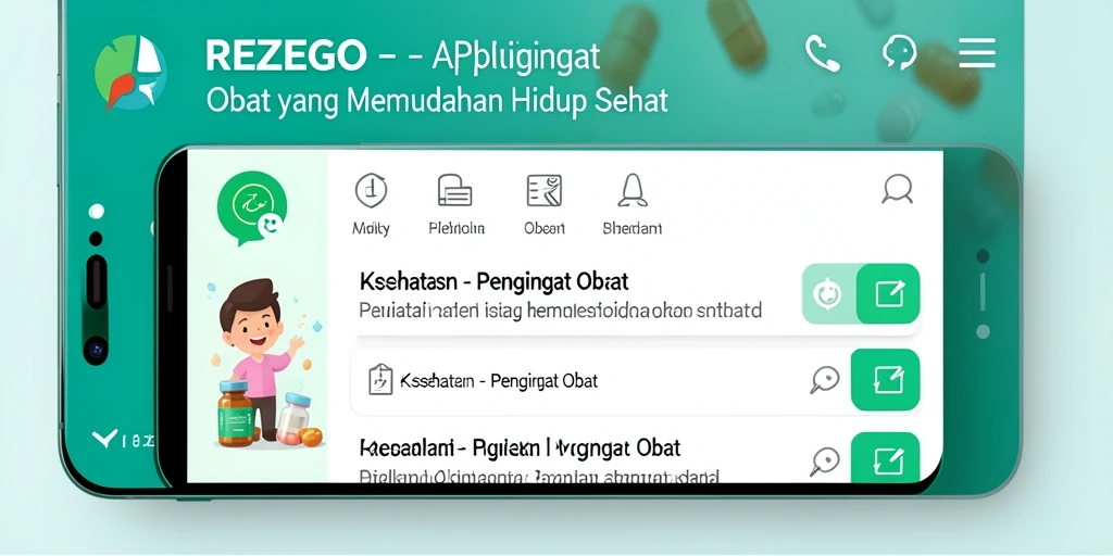 Antarmuka REZEGO yang sederhana dan fungsional untuk pengingat obat.